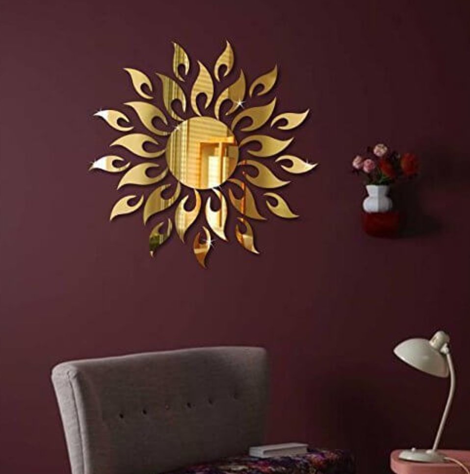 Sun Flame 3D Acrylic Mirror Wall Decoration for Home Wall Office Wall Stylish and Latest Product