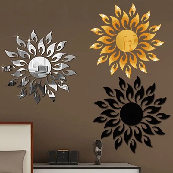 Sun Flame 3D Acrylic Mirror Wall Decoration for Home Wall Office Wall Stylish and Latest Product